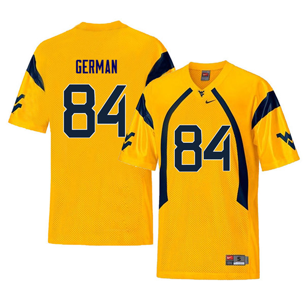 NCAA Men's Nate German West Virginia Mountaineers Yellow #84 Nike Stitched Football College Retro Authentic Jersey HU23E43KO